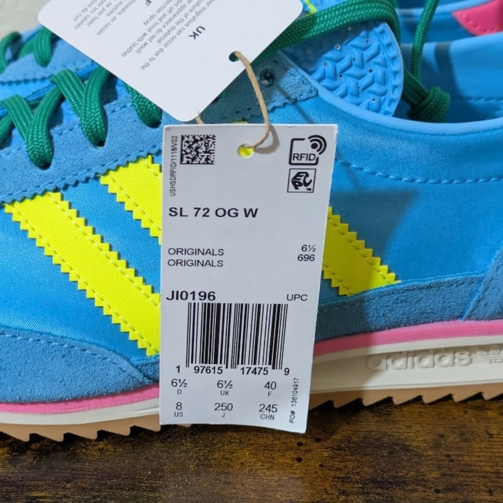 NEW Adidas SL 72 OG Sneakers Womens Sz 6.5 Sky Rush Solar Yellow Lucid Pink - Picture 13 of 16